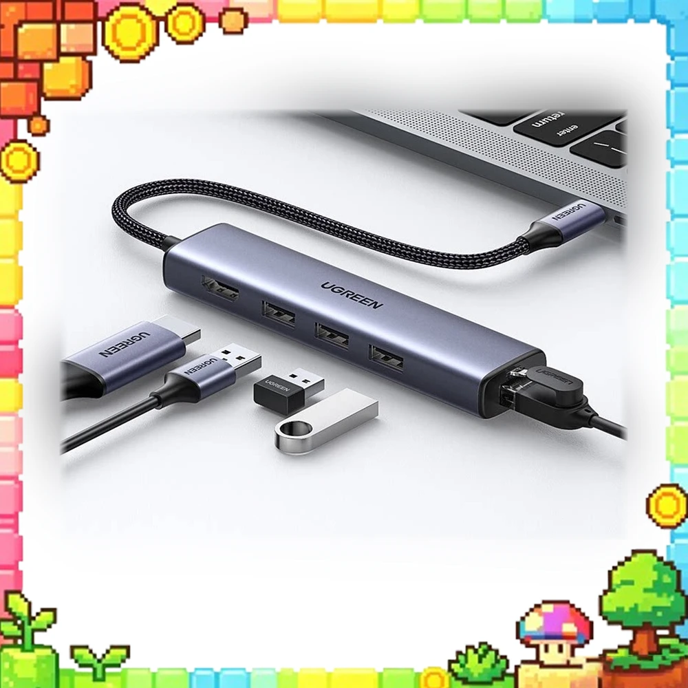 UGREEN 20934 USB-C Hub CM418 5-in-1 4K HDMI 3 USB 3.0 Ports 5Gbps Gigabit Ethernet RJ45 Aluminum Alloy Housing