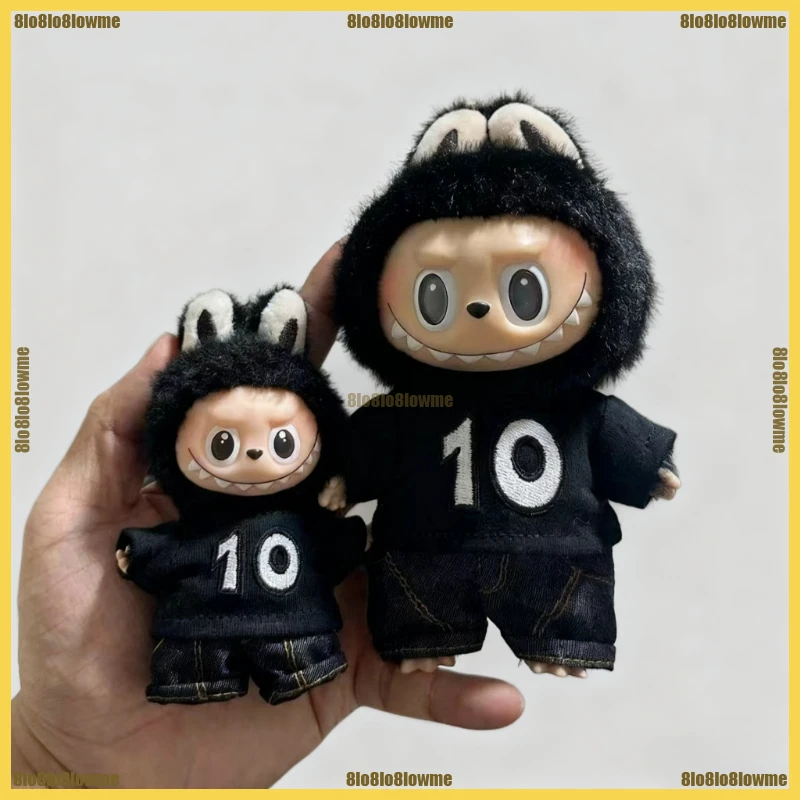 

For Labubu Clothes Handsome Black 10th Anniversary Shirt 10/15cm Mini Plush Doll Clothing Fashion Doll Accessories Gift
