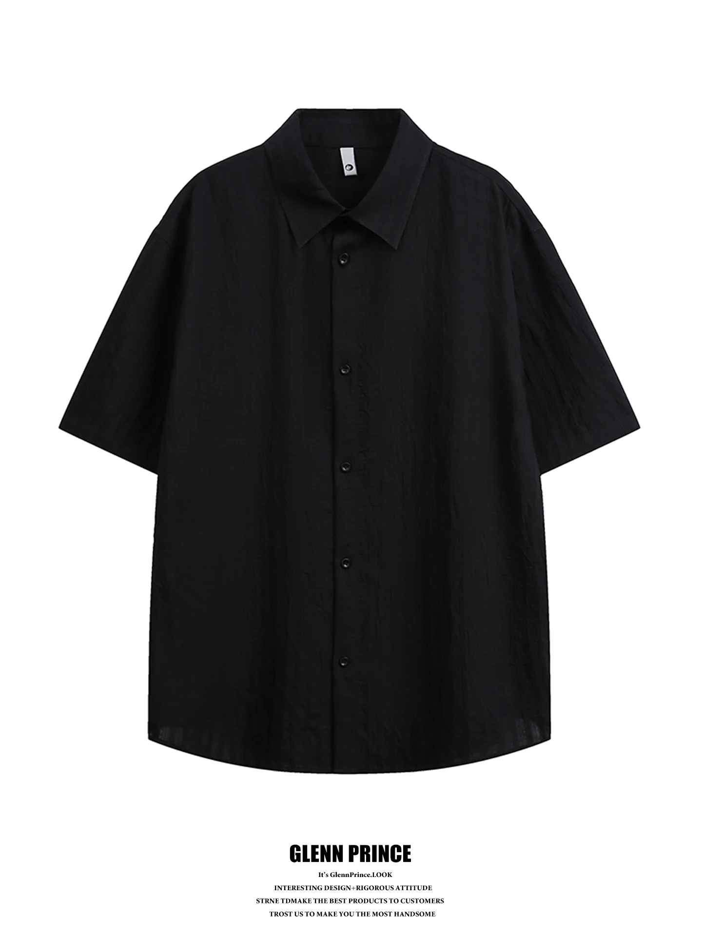 

GPstudio Minimalist Commute Texture Short Sleeve Casual Shirt Men Summer High-End Black Shirt Breathable Lightweight