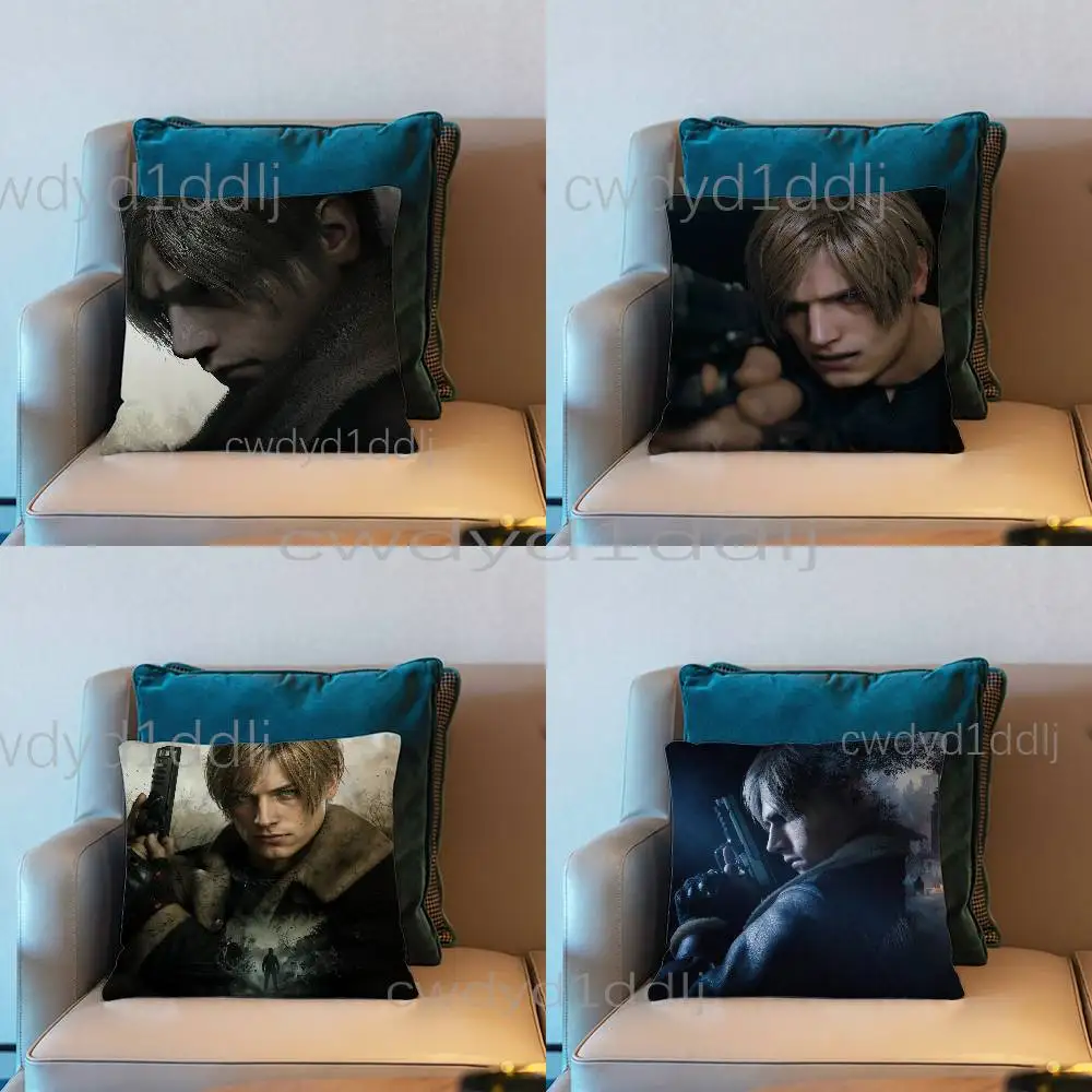 

Leon Kennedy Resident Evil 4 Pillow Case Short Plush Sofa Decorative Gift Home Double-sided Printing Cushio