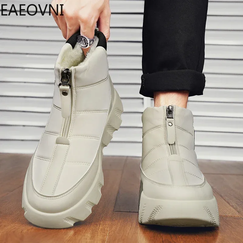 Men's Winter Boots Booties for Men Round Toe Slip-on Water Proof Wear-resistant Outdoor Shoes Designed Fashion Young Classic