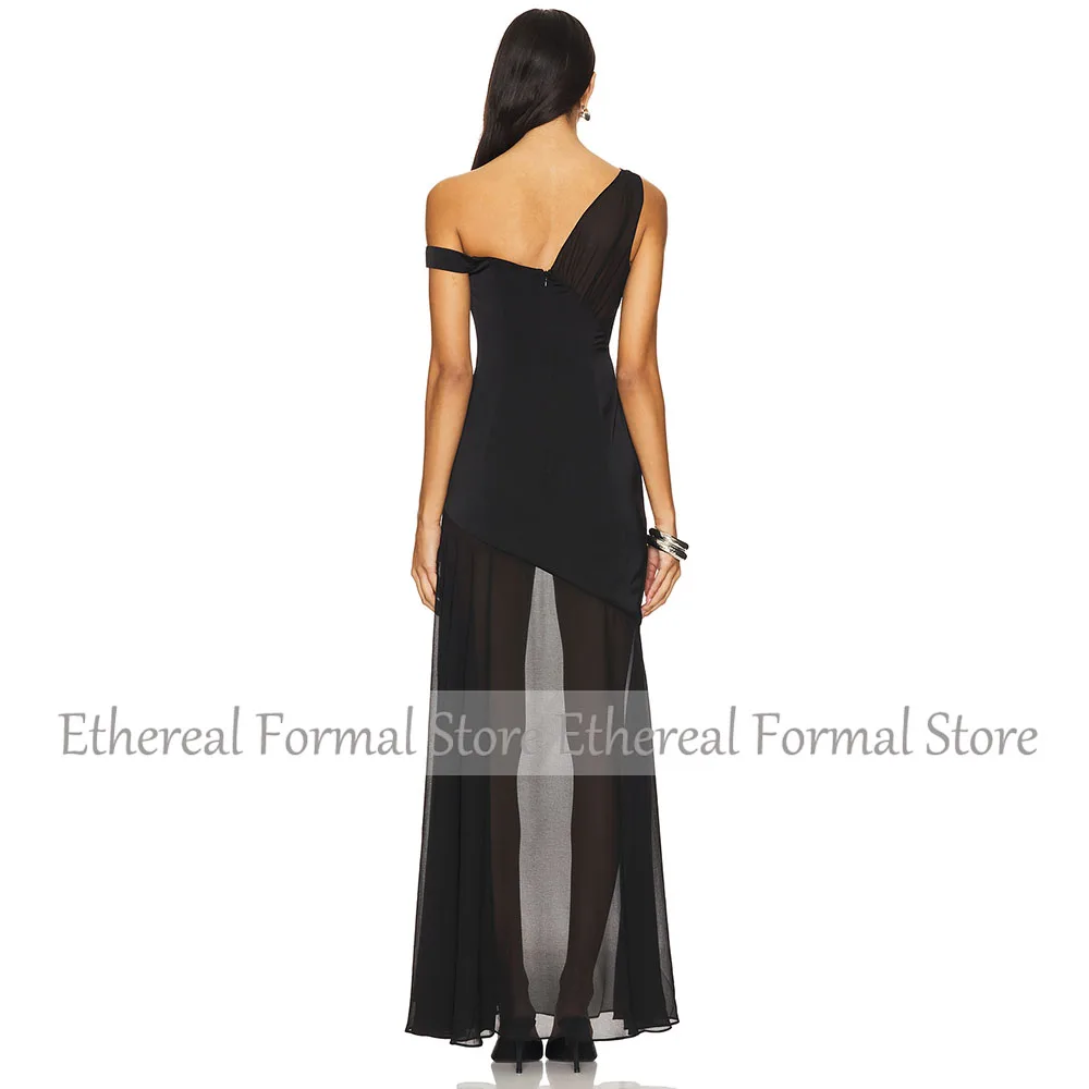 Czarna damska suknia wieczorowa na jedno ramię suknia wieczorowa o kroju syreny trąbka długość do podłogi długie szyfonowe sukienki wizytowe 2025