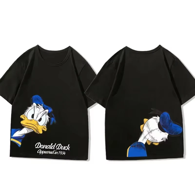 

MINISO 2025 Summer New Men Disney Donald Duck Print T-shirt Cotton Short Sleeve O-neck Casual Male Clothes Trend Oversized Tops