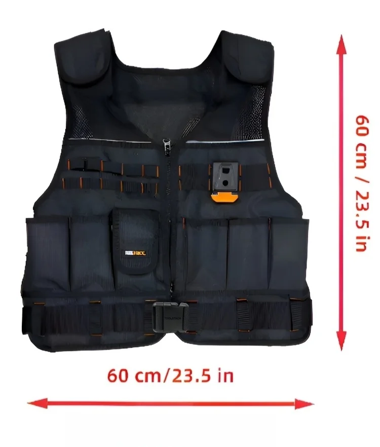 TOOLSTACK Multifunctional Tool Vest Storage Waistcoat Outdoor Durable Construction Work Vest Adjustable Buckle Tactical Vest