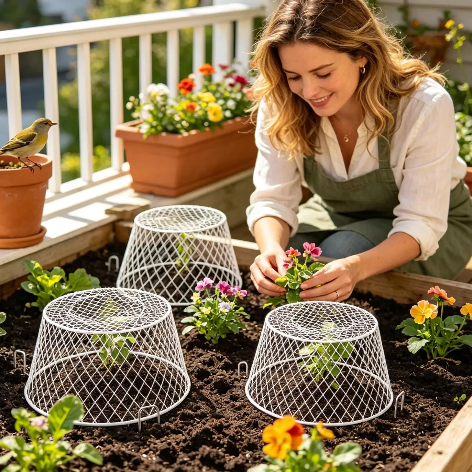 Plant Cloche 10 Piece Wire Enclosure Rust Resistant Plant Cloches Outdoor For Vegetable Birds Shrubs Fruit Outdoor Patio Lawn