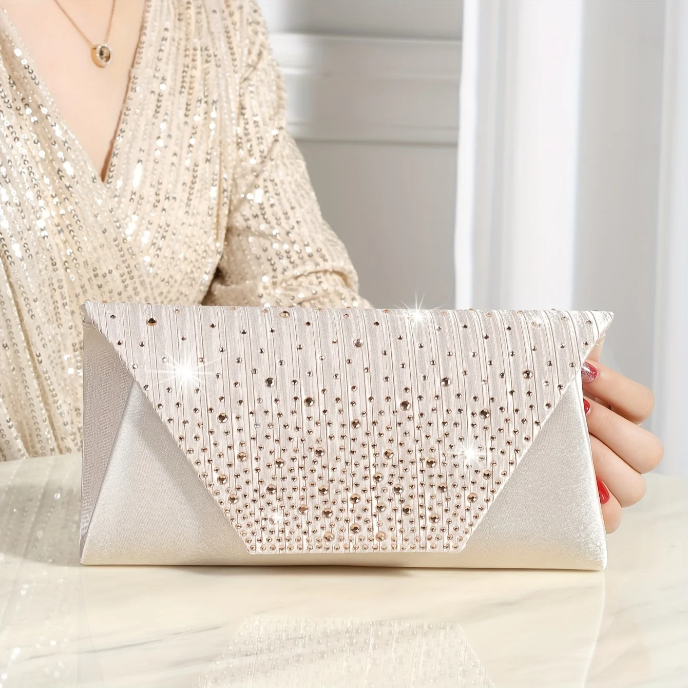 

Glitter Rhinestone Clutch Bag, Classic Banquet Clutch Purse, Women's Elegant Evening Bag for Carnaval Wedding Music Festival