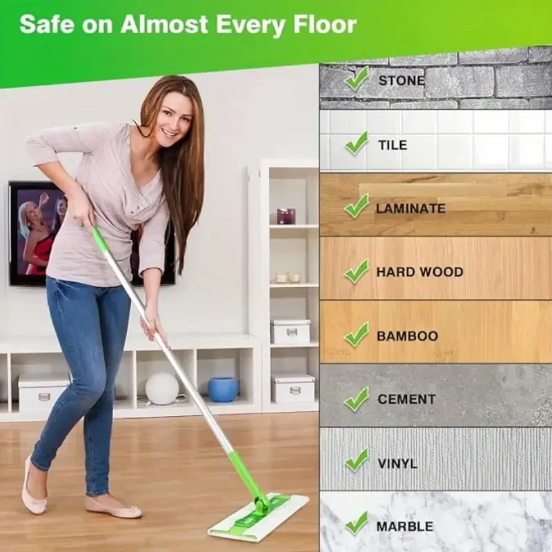 100 قطعة مناديل تنظيف الأرضيات الكهروستاتيكية المصنوعة من الألياف الدقيقة للاستعمال مرة واحدة، ممسحة إزالة الغبار، مناديل تنظيف الأرضيات الورقية لممسحة دوارة مسطحة