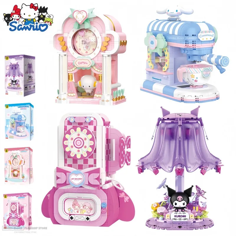 

Sanrio Pink Dream Home Series Assembling Building Blocks Kawaii Cogimyun Toy Model Kuromi Anime Desktop Ornaments Holiday Gift