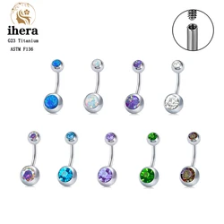 5/8mm Premium Opal Belly Button Rings G23 Titanium ASTM F136 14G Navel Piercing Balls Women Sexy Belly Piercing Body Jewelry