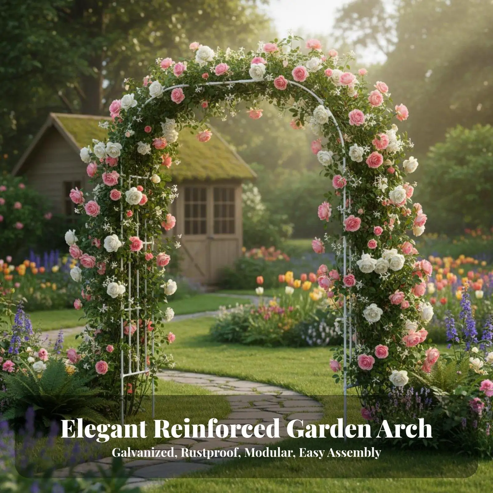 Heavy Duty Arch Climbing Frame for Garden Trellis Galvanized Steel Pipe Outdoor Plant Support for Climbing Roses