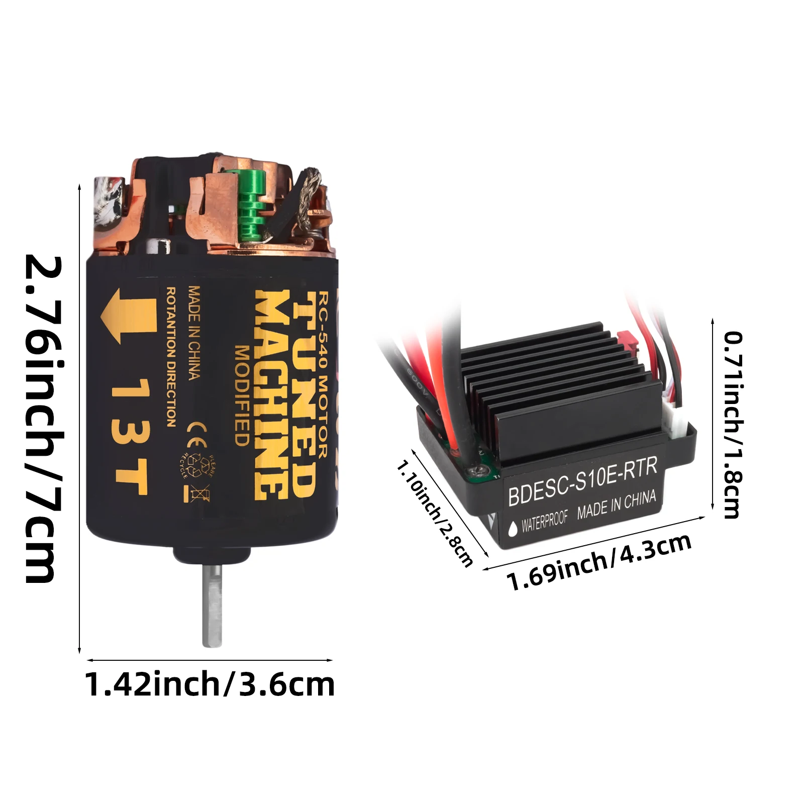 محرك RCXAZ 540 المصقول 13T-80T، مع 320A ESC نحى ESC مقاوم للماء، مناسب لأجزاء ترقية زاحف محور السيارة RC 1/10