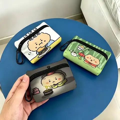 Cute Mascot M-ManggomS Multifunctional Oxford Cloth Small Pouch With Hook Mini Coin Wallet Earbud Storage Bag