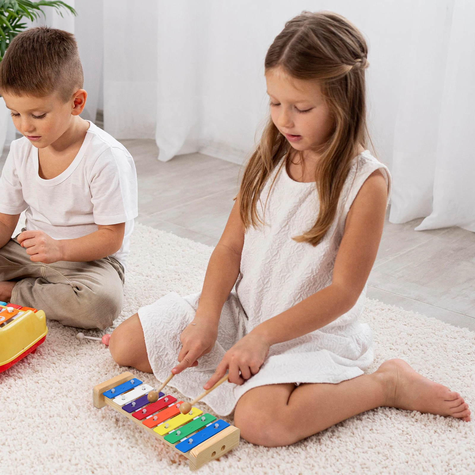 

1Set Metal Xylophone Clear Sound Colorful Design Suitable Size Musical Learning Instrument Xylophone for