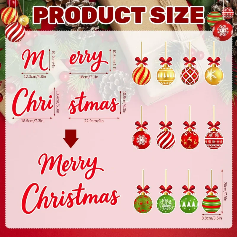 FYSUIMU 16 Pcs Merry Christmas Dishwasher Magnets Xmas Bow Ball Ornament Kitchen Magnetic Stickers Decoration for Holiday