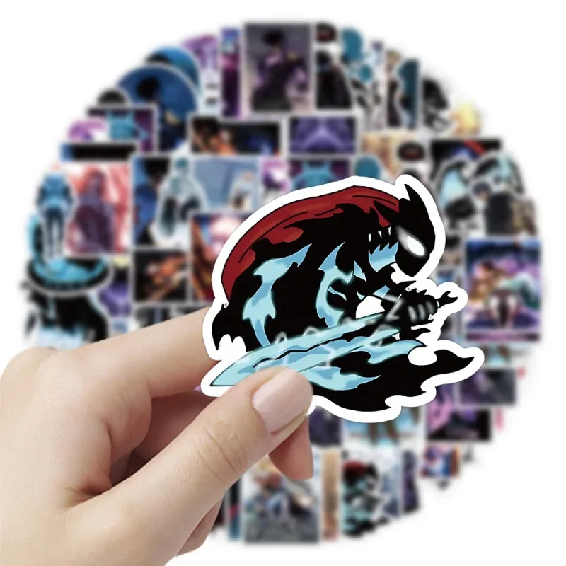 10/25/50 buah stiker Anime Leveling Solo, stiker tahan air grafiti Level Up Na Ken