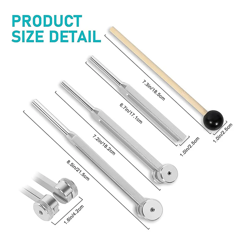 مجموعة شوكة الرنانة NALFI-6X (128 هرتز، 256 هرتز، 512 هرتز)، شوك الرنانة لأدوات الشاكرا/الشفاء/العلاج الصوتي