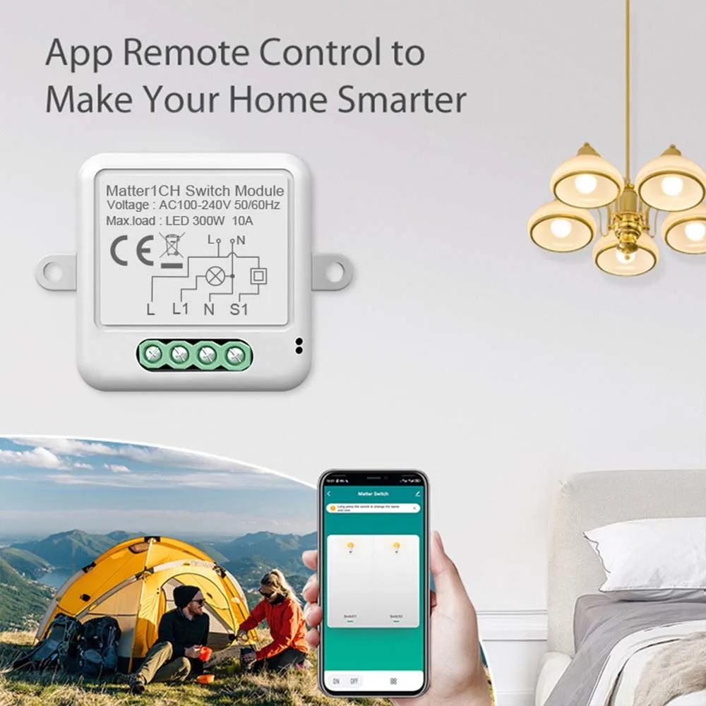 Materie Wifi Smart Switch Breaker 1-4ch Verborgen Automatisering Relais Module Voice Control Tuyawifi Werk Met Homekit Siri Alexa Google