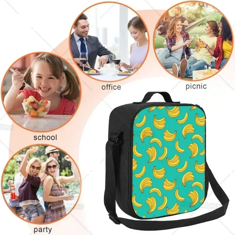 Bolsa de almuerzo con patrón de cacao para mujer, manopla de suéter recortada, lonchera reutilizable aislada con cremallera, bolsa de mano más fresca para el trabajo y Picnic