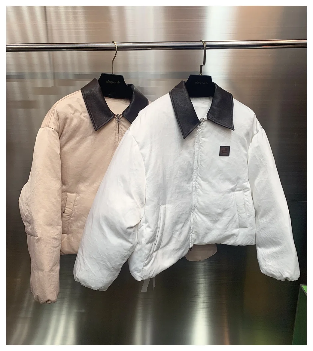 

Winter 2025 Women's Sweet Loose Bread Jaet Du down Coat with Collar Warm ort Zipper Pure Color Faion Outerwear