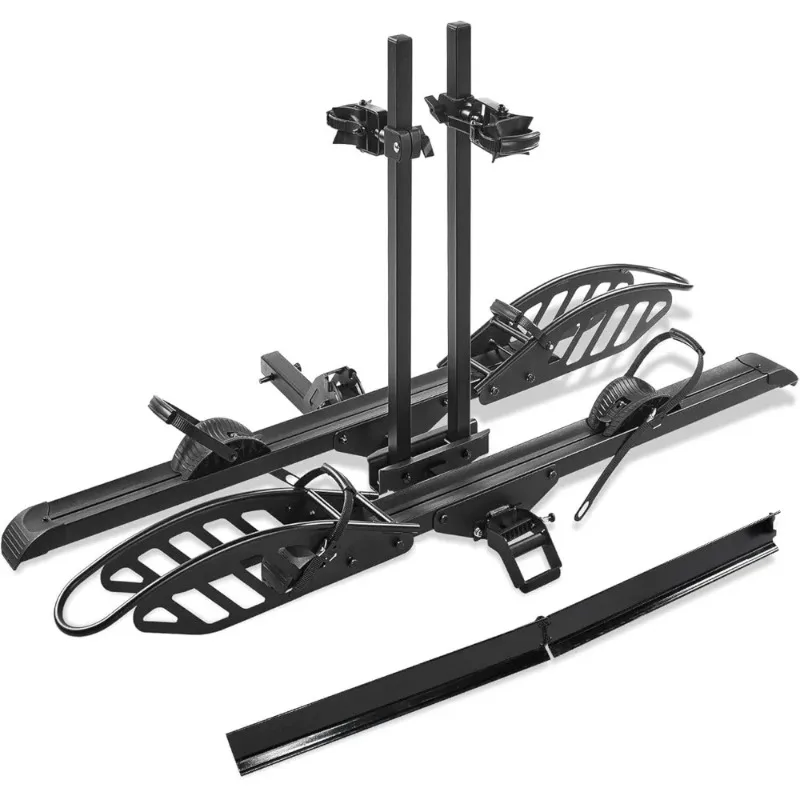 Rack with Ramp, Hitch 2 Bike Rack, 200 lbs Capacity Electric BikeCarrier, Foldable Platform Mount for Cars, Trucks
