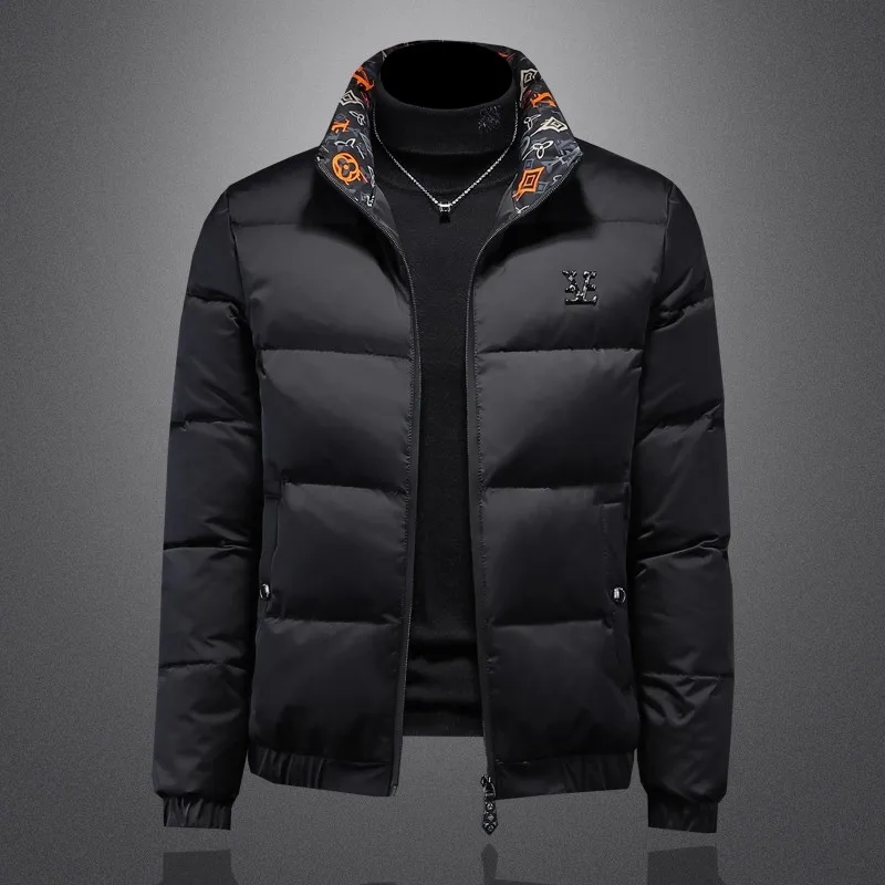 Men's Stand Collar White Duck Down Jacket Glossy Surface Warm Outerwear Casual Trendy Korean Slim Fit Autumn Winter New Style