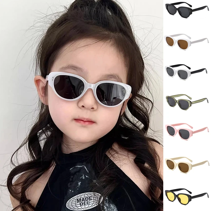 Children Sunglasses 2024 Fashion Boy Girl Oval Vintage Goggles Baby Travel Kids Sun Glasses 7 Colors Optional UV400