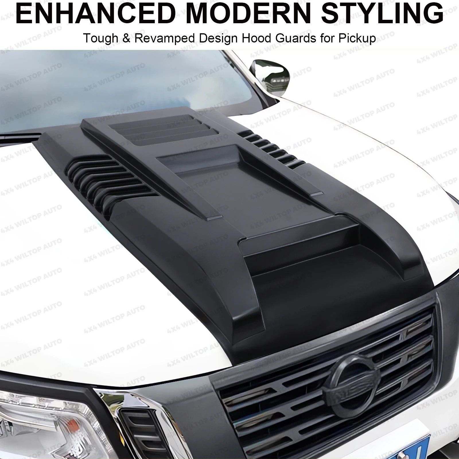 For Nissan Navara NP300 2015-2020 Frontier D23 Front Bonnet Scoop Hood Cover Matte Black Bonnet Guard Protector Car Accessories
