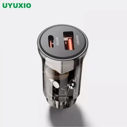 Transparent USB C Car Phone Charger PD 30W Super Fast Charge Adapter for iPhone 15 Pro Max 14 iPad Samsung Oppo Huawei Vivo