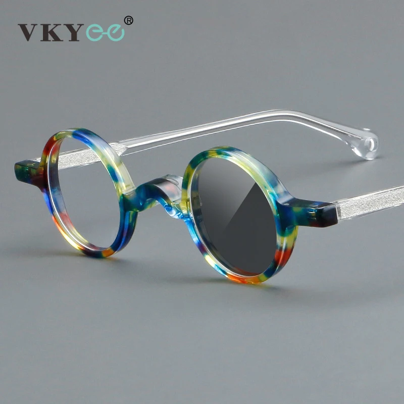 

VKYEE простые круглые ретро маленькие оправы с геометрическим дизайном, очки с защитой от синего света, настраиваемые фотохромные очки по рецепту 5807