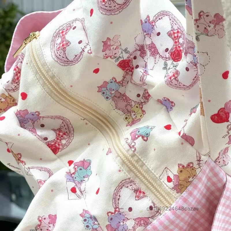Sanrio Hello Kitty Cute Cat Printed Handbag Korean Style Y2k Girl Niche Casual Tote New Fashion Versatile Commuted Carrying Bag