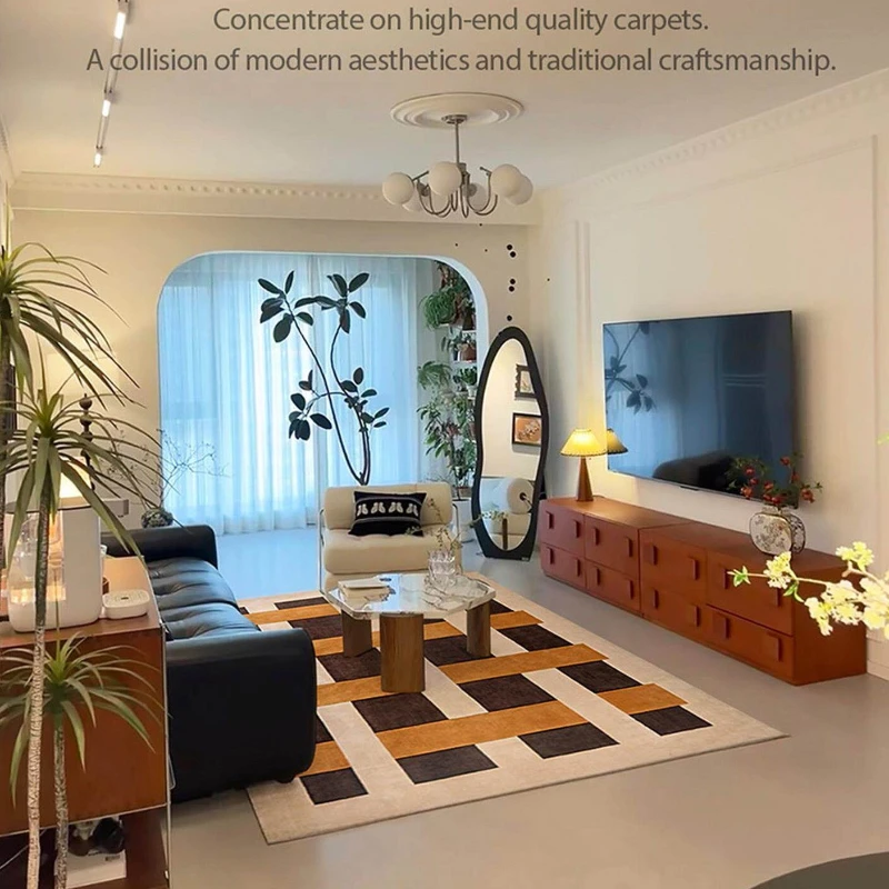 Vintage Scandinavian Style Living Room Carpet Large Area Sofa Rugoldable Machine Bedroom Bedside Non-slip Soft Floor Mat Ковер