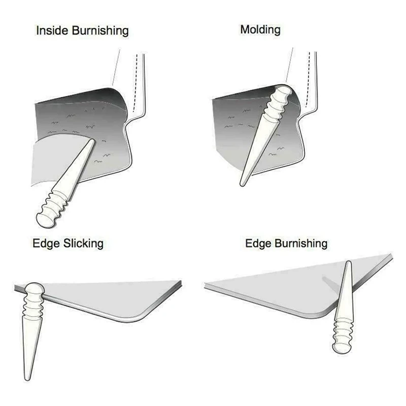 Wooden Leather Burnisher Tool - Tapered Edge Slicker Features 4 Grooves for Burnishing of Various Leather Thicknesses