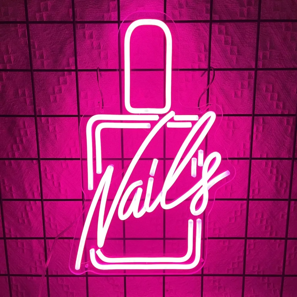 

Nails Neon Signs Manicure LED Logo Lights Nail Polish Light Up for Wall Decor Bedroom Beauty Room Girl Room Salon Support Custom