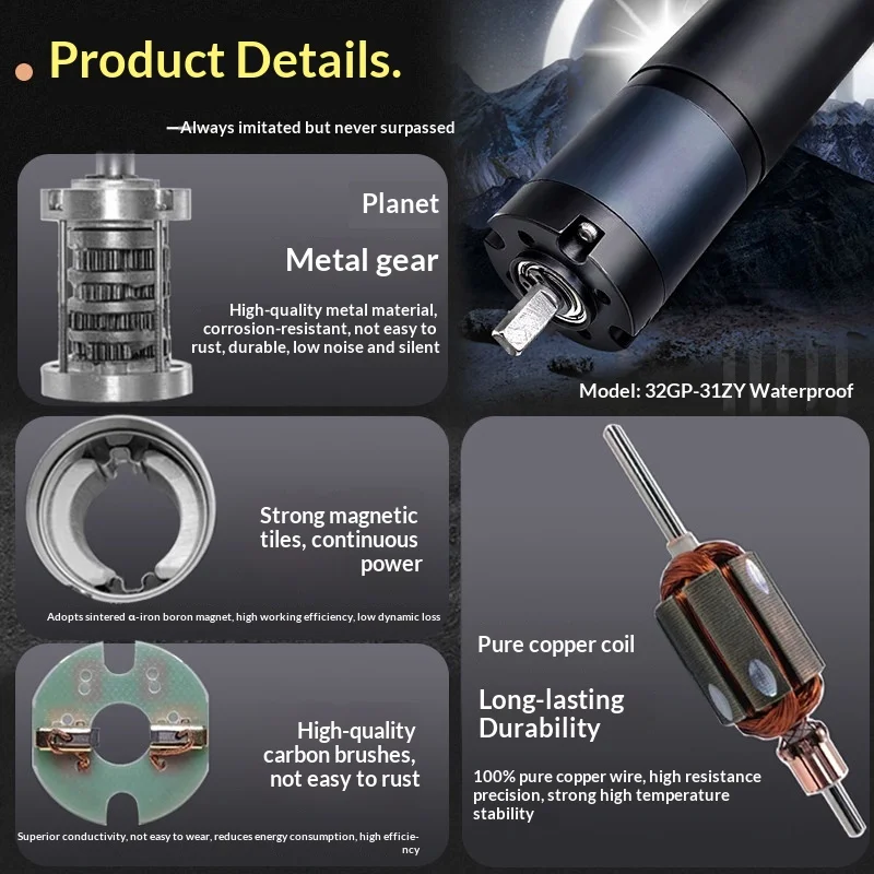 32GP-31ZY Waterproof Planetary DC Geared Motor 12V24V Low Speed Large Torque Micro Speed Regulating Motor