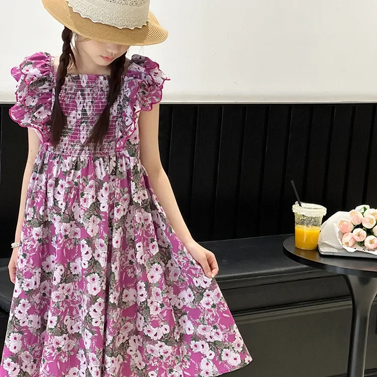 Summer Dresses for Girls Fashion Casual Shirt Princess Dress Kids Clothes Holiday Daily Chic Flowy Graceful Teen Children Dress