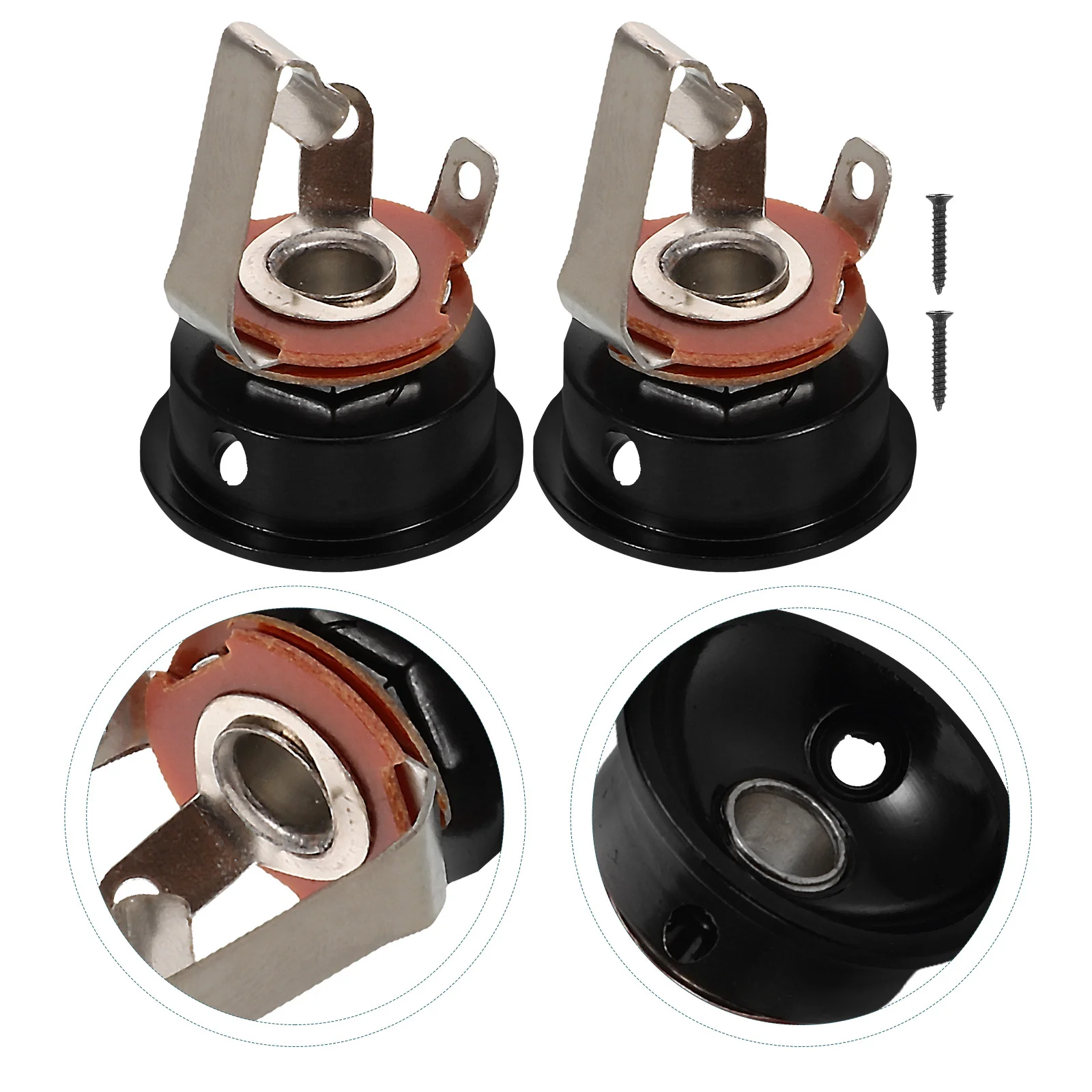 

2Pcs Electric Guitar Jack Sockets Plate Round Cup Design Enhanced Audio Interface Sturdy Material Reliable Performance