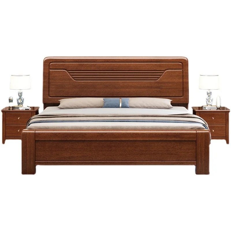 Customizable Walnut Solid Wood Bed Double Bed
