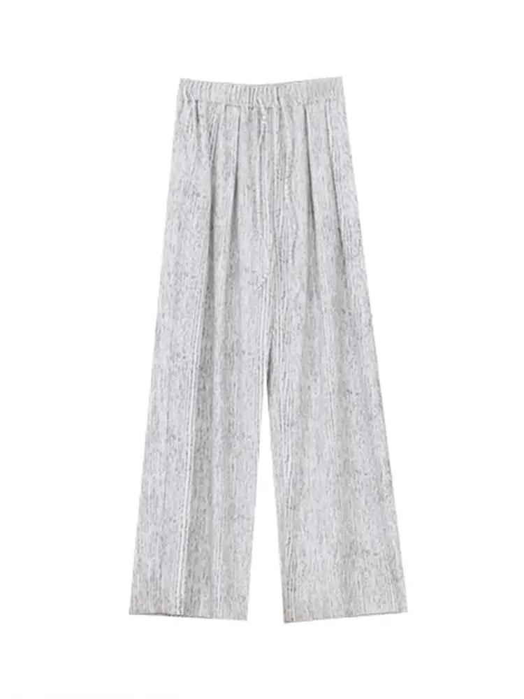 High-Waist Wide-Leg Pants With Wrinkled Texture Sweatpants Baggy Jogger Pants Vintage High Waist Wide Leg Straight Trousers