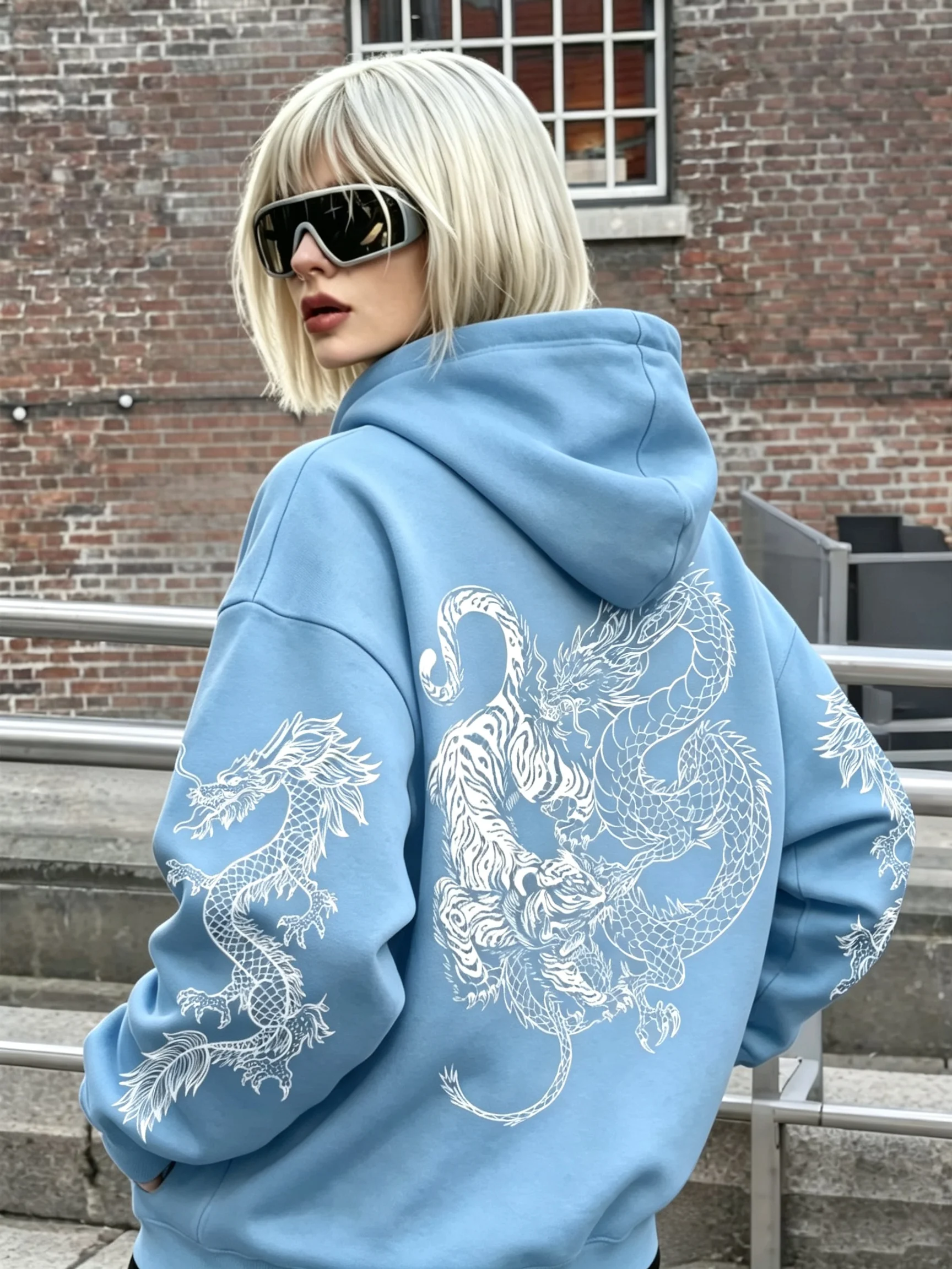 2026 neuer Kapuzenpullover im Nationalstil mit dunklem Drachen- und Tigertotem! Trendiger Unisex-Hoodie im chinesischen Stil mit Drachenmuster – Detail 25