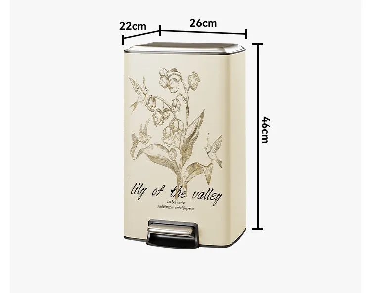 Stainless steel trash can for refueling, foot-operated household high-value high-end large paper basket
