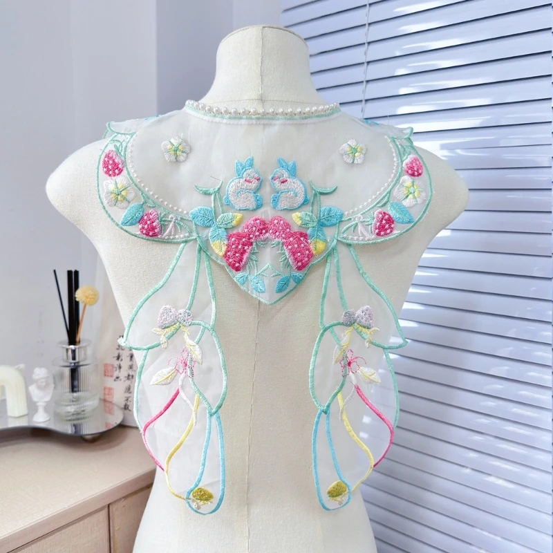 

Kids Embroidery Rabbit Collar for Women Chinese Hanfu Floral Yunjian Collar Dropshipping