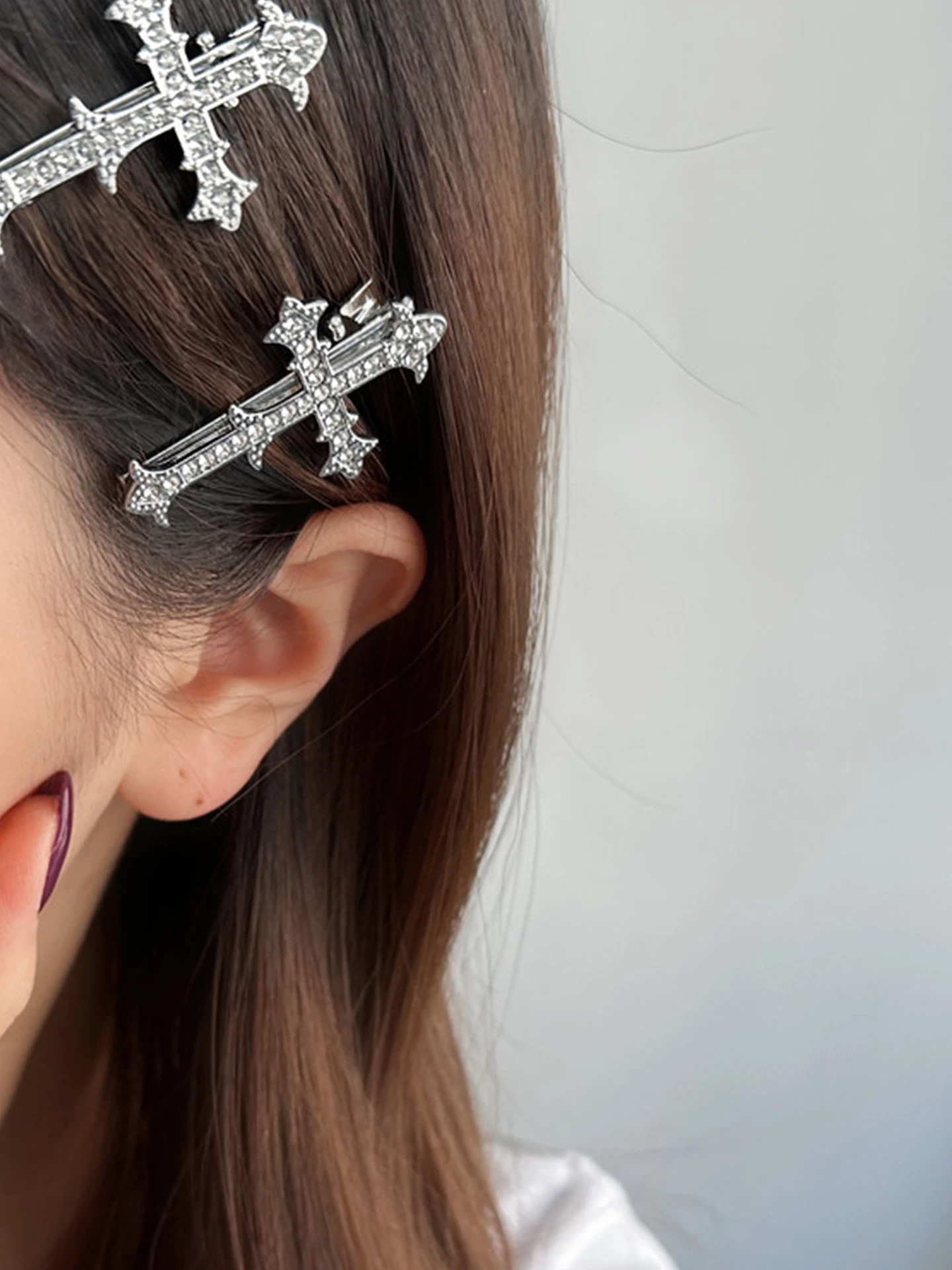 y2k原宿クロス象嵌ヘアクリップ-レディース-サイドボビーピン-トレンド合金ヘアアクセサリー-スイートハート-スパイシーガール-2026新作