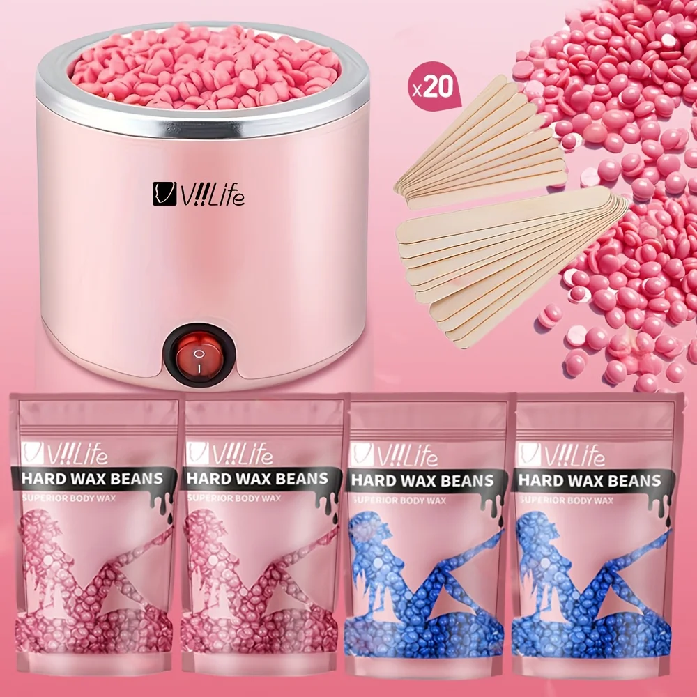 Viilife Wax Heater Machine for Hair Removal Beans Warmer Depilatory Wax-melting Pot Depilation Epilator Heater Wax Machine Kit