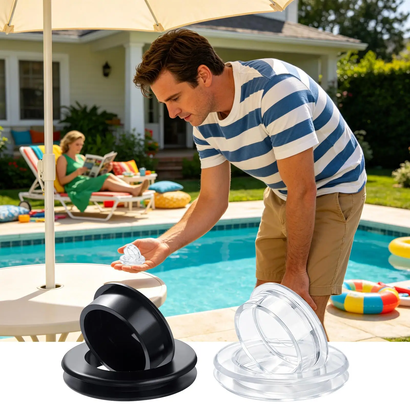 Pool Sunshade Hole Ring With Cover 2 Inch Silicone Flexible Garden Umbrella Hole Ring Plug For Outdoor Beach Patio