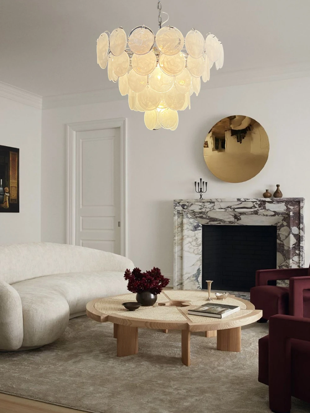 French Glass Art Dimmable LED Chandelier