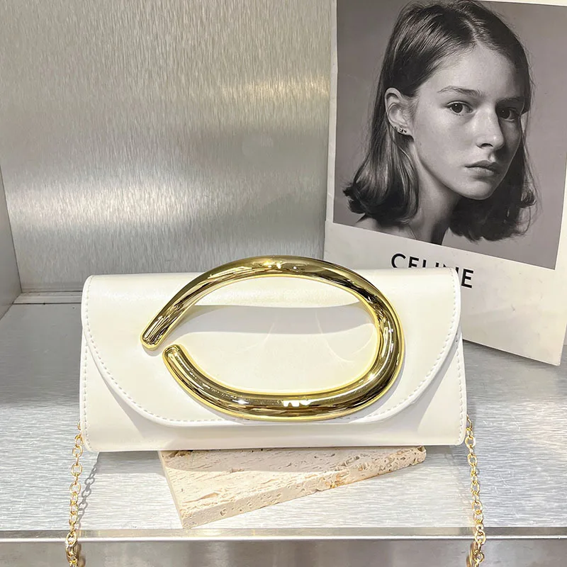 

Gold Metal Closure Box Clutch Bag Women Evening Wedding Party Cute Purse Bag Handbag Dark Red Beige 2025 Spring New Fashion Chic