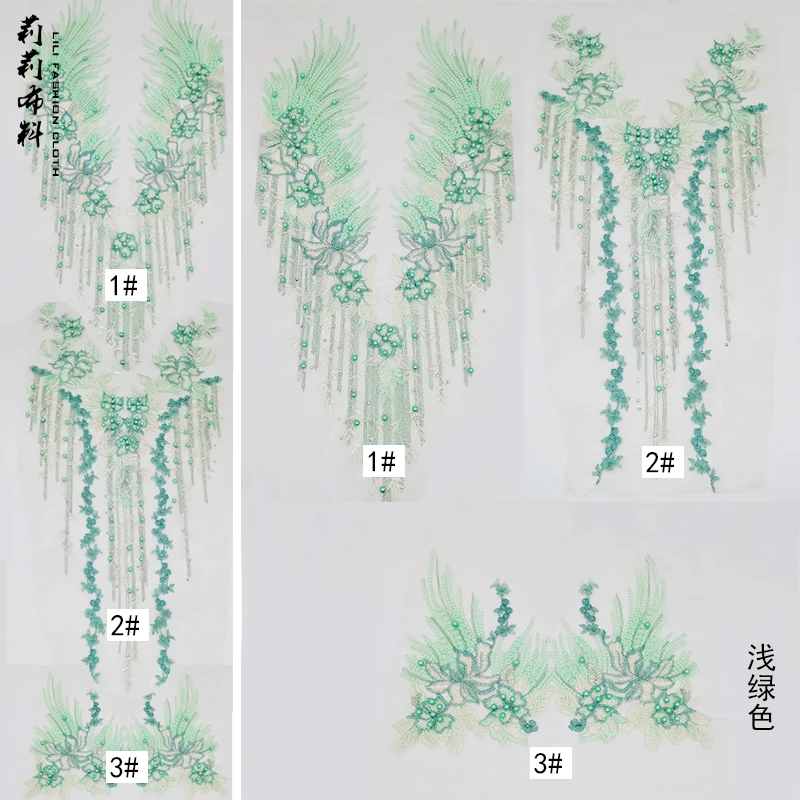 Applizierte Bekleidungsdekoration, tiefer V-Ausschnitt, Abendkleid, Stoff, luxuriöse Perlen, Perlen, langes Material