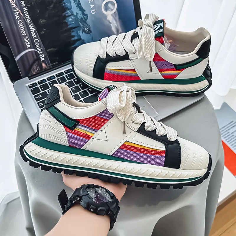 

2025 Spring New Cloth Breathable Casual Sneakers Versatile Student Thick-Soled Heightening Casual Shoes Men Zapatos para hombres