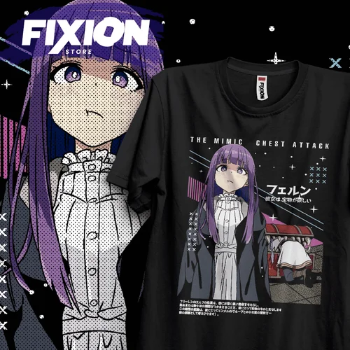 Imagen 1 del producto Frieren – Fern Cara y Mimic Anime camiseta Manga regalo para amantes del anime todo tamaño algodón