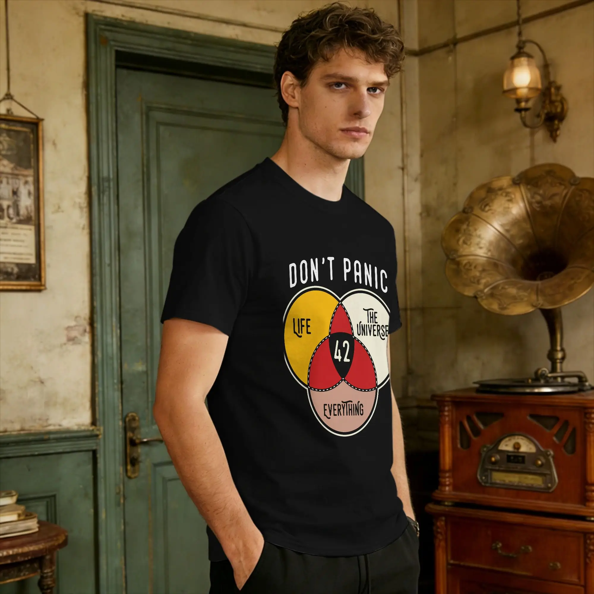 T Shirt Men Don'T Panic Vintage T Shirts Summer O-Neck Harajuku Tees Pattern Oversized Clothes